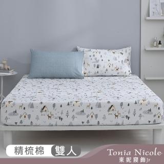 【Tonia Nicole 東妮寢飾】100%精梳棉床包枕套組-雪鹿森林(雙人)