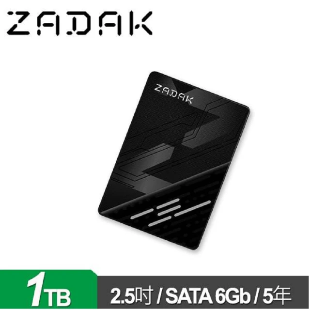 Apacer 宇瞻 ZADAK TWSS3 1TB 2.5吋 SATA SSD固態硬碟(讀：560Ms/寫：540Ms)