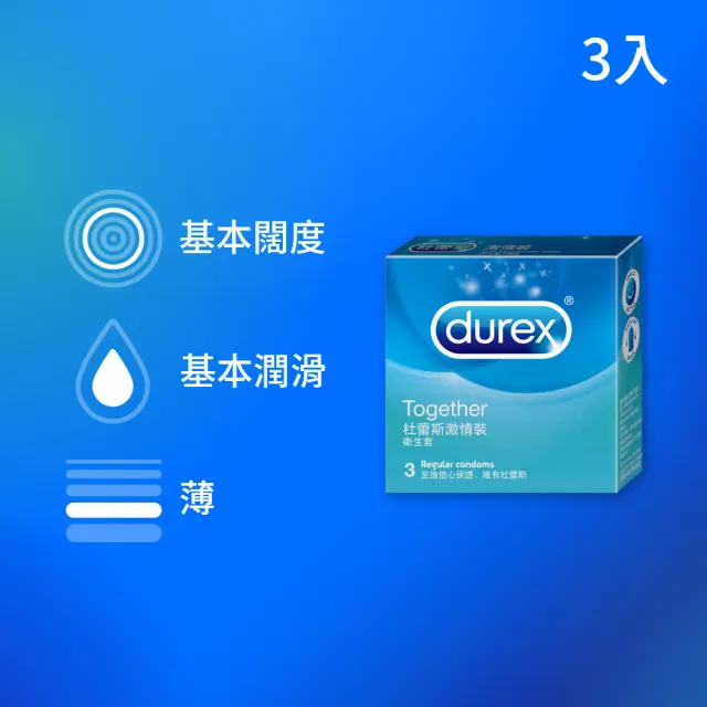 【Durex 杜蕾斯】激情裝保險套3入/盒(避孕套/衛生套/基本防護系列)