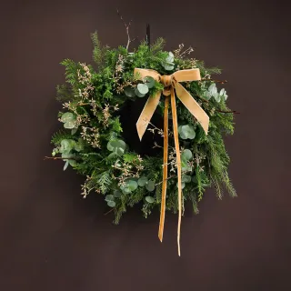 【CNFlower 西恩】綠金聖誕 聖誕花圈(鮮花/花禮/驚喜/祝福/聖誕限定)