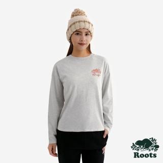【Roots】Roots女裝- FROSTY FUN COOPER 長袖上衣(白麻灰)