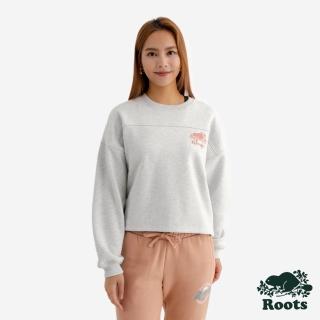 【Roots】Roots女裝- APRES SKI 圓領上衣(白麻灰)