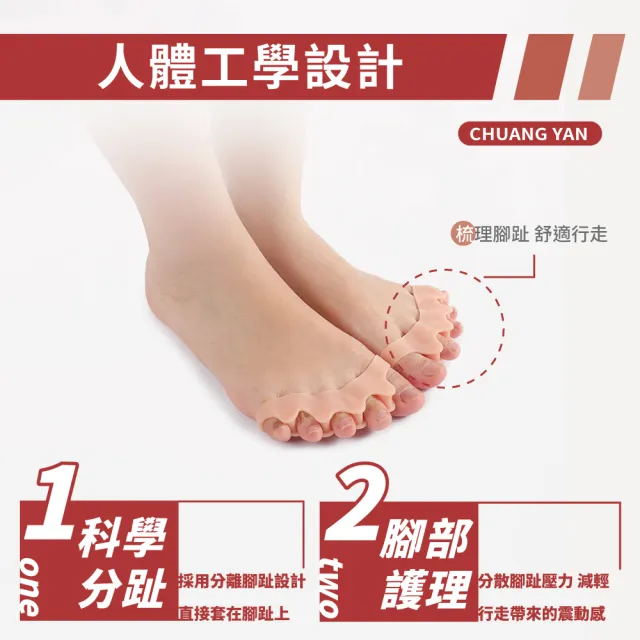 第5代 專業級美腿分趾套-1對裝(五指分趾套 腳趾分趾套 拇指外翻保護套 腳趾分離套)