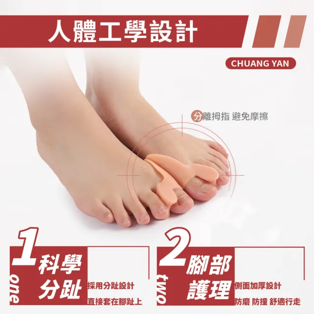 硅膠拇指分趾套-1對裝(拇指套 保護套  外翻套 分趾套 腳趾分離)