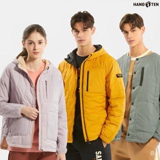 【Hang Ten】男女裝-恆溫多功能-石墨烯防輕潑水保暖絎縫連帽外套/無領外套/雪爾帕刷毛棒球外套(多款選)