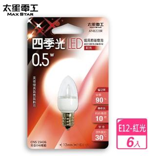 【太星電工】四季光超亮LED節能燈泡 /0.6W/-紅光-6入(E12)