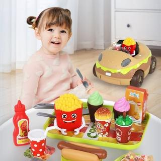 【The Little Ones】兒童模擬扮家家酒玩具漢堡燒烤二合一玩具車(益智玩具/聖誕禮物/兒童禮物)