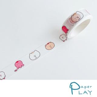 【Paper Play】和紙膠帶-白色章魚貓咪(和紙膠帶 白色膠帶 章魚膠帶 貓咪膠帶)
