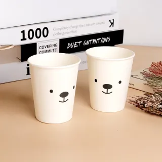 【熊勾錐】小熊加厚一次性紙杯50入(辦活動 招待賓客 辦公 商務杯 婚宴 喝飲料 茶水 水杯 茶杯 典禮慶祝)