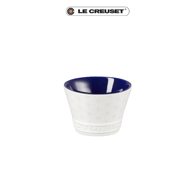 Le Creuset 瓷器新采和風日式圖騰飯碗150ml(靛青藍)