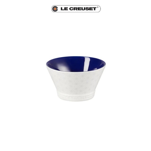 Le Creuset 瓷器新采和風日式圖騰味增湯碗300ml(靛青藍)