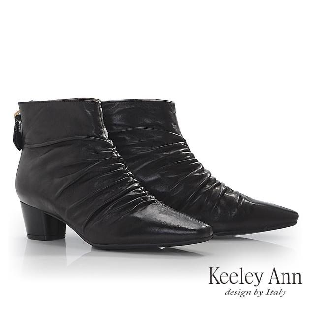 【Keeley Ann】立體植鞣羊尖頭短靴(黑色477772110-Ann系列)