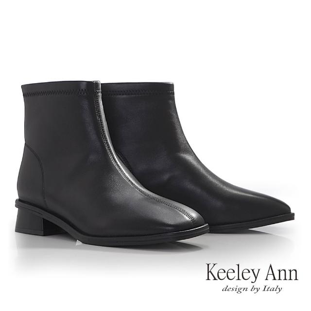 【Keeley Ann】羊皮方頭低跟短靴(黑色477847110-Ann系列)