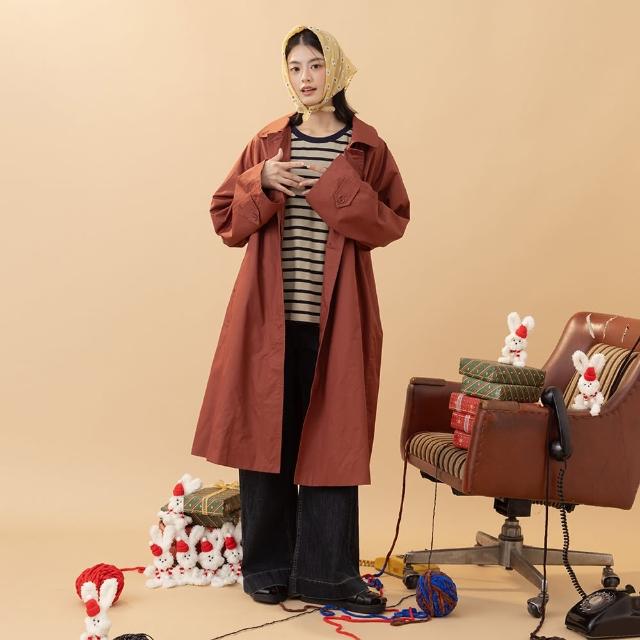 【MOSS CLUB】拉格蘭袖長版風衣長袖外套(紅 綠 黃)