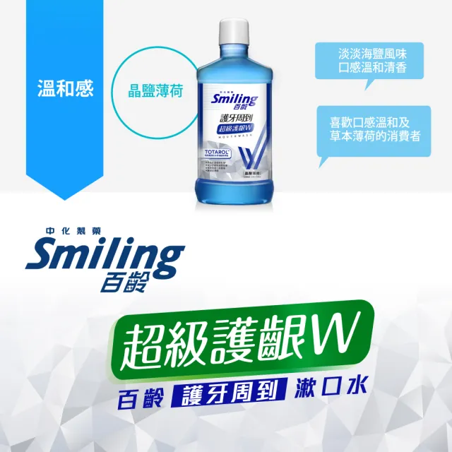 【Smiling 百齡】護牙周到漱口水超級護齦W_750mlx4(綠茶/晶鹽/沁涼)