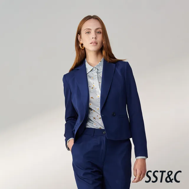 【SST&C】女裝 寶藍色方領短版西裝外套01012411001(換季65折)