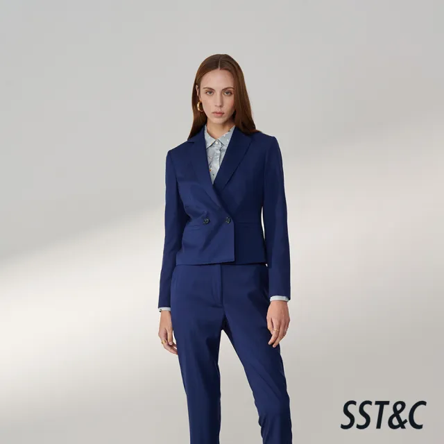 【SST&C】女裝 寶藍色方領短版西裝外套01012411001(換季65折)