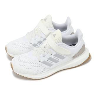 【adidas 愛迪達】童鞋 Pureboost C 中童 白 灰 緩震 膠底 魔鬼氈 運動鞋 愛迪達(JI2049)