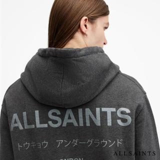 【ALLSAINTS】UNDERGROUND 寬鬆厚實長袖LOGO連帽衛衣 M034NB(寬鬆版型)