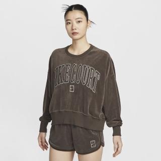【NIKE 耐吉】長袖上衣 女款 大學T 運動 毛圈布 超寬鬆 AS W NKCT HRTGE FLC OOS GFX CR 咖 FQ2243-237