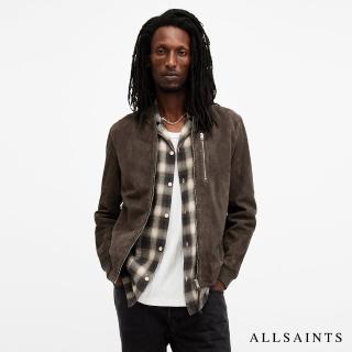 【ALLSAINTS】KEMBLE 麂皮羊皮簡約飛行員夾克皮衣-棕色 M067LB(修身版型)