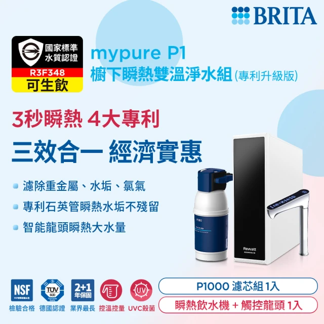 BRITA P1櫥下瞬熱雙溫淨水組(白色 專利升級版)