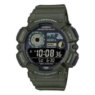 【CASIO 卡西歐】多功能數位男錶 月相 釣魚指示 LED照明 防水100米 WS-1500H(WS-1500H-3B)