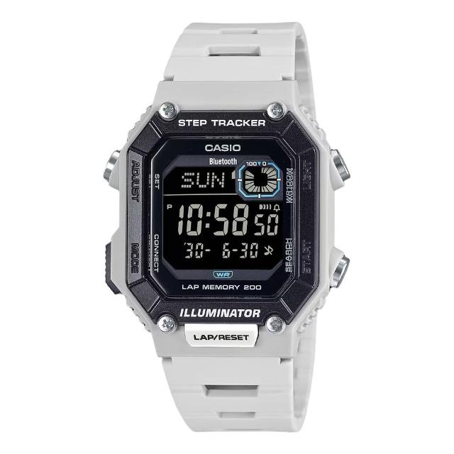 【CASIO 卡西歐】藍牙連線 步數紀錄 200組記憶 防水100米運動電子錶(WS-B1000-8B)