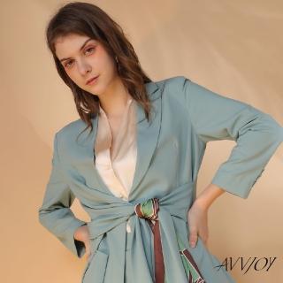 【AVVJOY 艾薇卓爾】設計感綁帶西裝套裝(套裝 外套 小西裝 西裝褲 西裝外套 百搭外套 保暖外套 AVV2244TZ)