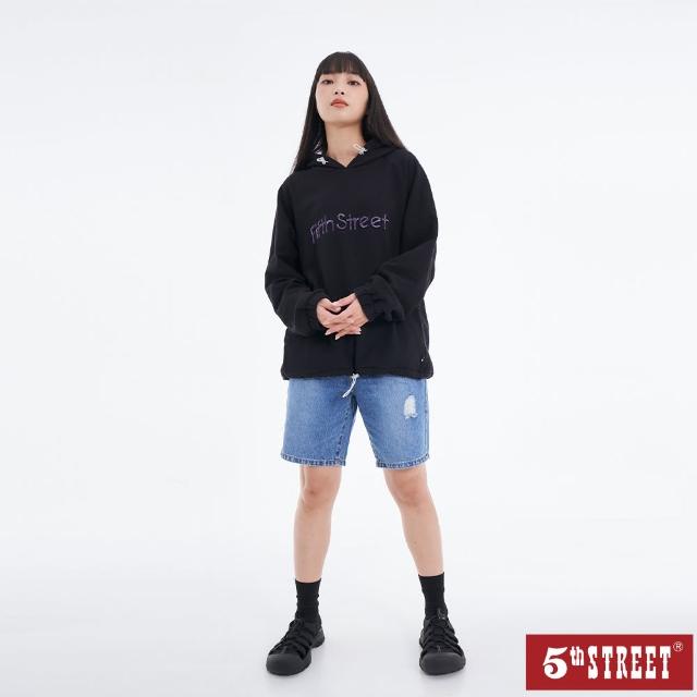 【5th STREET】女裝鬆弛感五分褲-中古藍