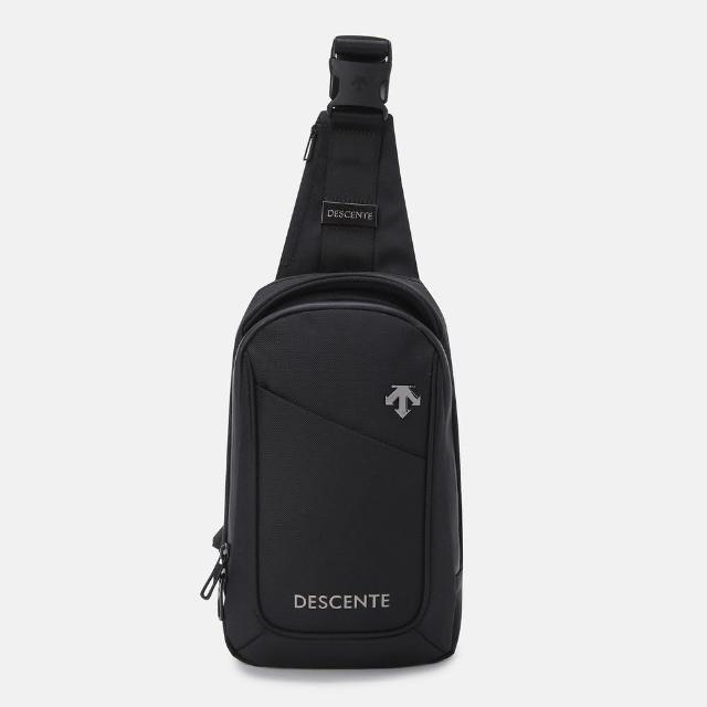 【DESCENTE】SPORTSBASIC SLING BAG M 中性 單肩包(黑色/灰色)