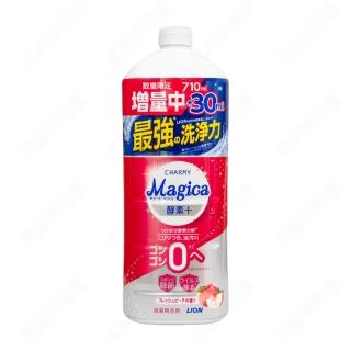 【LION 獅王】CHARMY Magica洗碗精補充罐-酵素PLUS 蜜桃香氛 740ml(平行輸入)