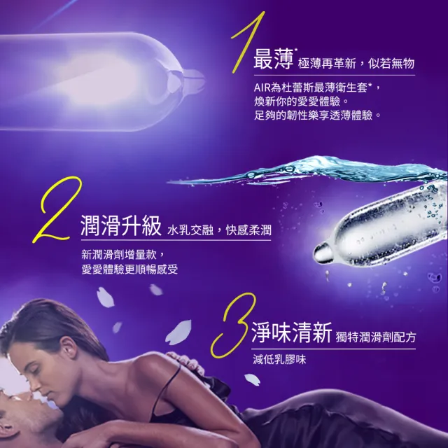 【Durex 杜蕾斯】AIR輕薄幻隱潤滑裝保險套8入x4(共32入-避孕套/衛生套/極致輕薄系列)