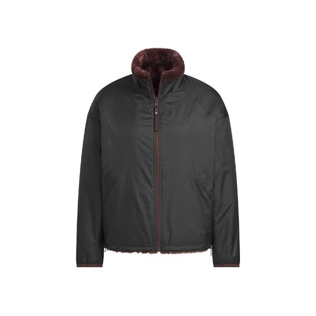 【adidas 愛迪達】MW REV FUR JKT 女款 咖啡色 休閒 立領 毛毛外套 長袖 運動 雙面毛絨 外套 JX6837