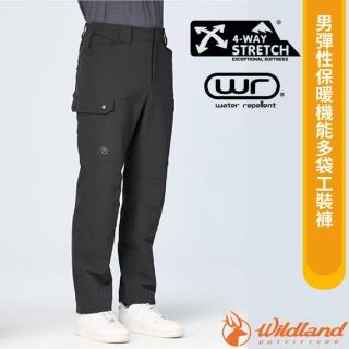 【Wildland 荒野】男 彈性保暖機能多袋工裝褲.休閒運動褲.工作褲(0B22318-165 印黑色)