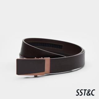 【SST&C】深棕紋理自動釦皮帶00312411005(新品9折)