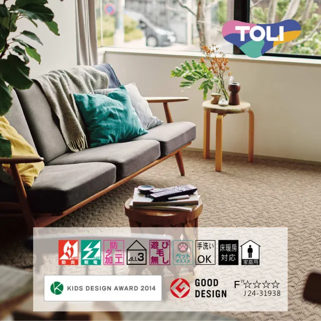 【TOLI 東理】日本製 居家方塊拼貼地毯 40×40 10片裝 AK1100系列(保暖地毯/易清洗/寵物地墊)