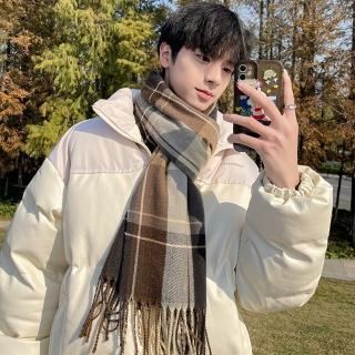 【MoonDy】披巾 保暖圍巾 格子圍巾 流蘇圍巾 冷氣房披巾 韓國圍巾 美拉德 男圍巾 發熱圍巾 仿羊絨 禮物