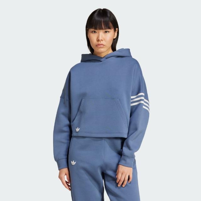 【adidas 愛迪達】長袖上衣 女 帽T 三葉草 NEUCL HOODIE 藍 IX9866(S2849)