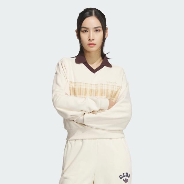 【adidas 愛迪達】長袖上衣 女 大學T 亞規 SPO FEMME CREW 米白 JC6852