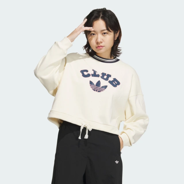 adidas 愛迪達 長袖上衣 女款 運動 VRCT CREW W2 米白 JD6375