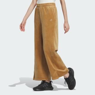【adidas 愛迪達】長褲 女款 運動褲 寬鬆版 LOUNGE WARM PNT 棕 JJ1125
