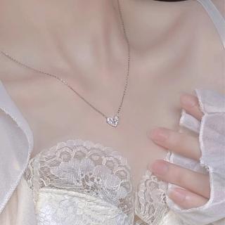 【MoonDy】母親節禮物 項鍊 女生項鍊 925 純銀項鍊 項鍊女 簡約ins風 通體純銀 鎖骨鍊 蝴蝶結項鍊 愛心項鍊