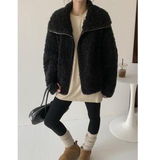 【巴黎精品】現貨+預購 羊羔毛外套皮草大衣(慵懶風韓版寬鬆翻領女外套3色a1iu28)