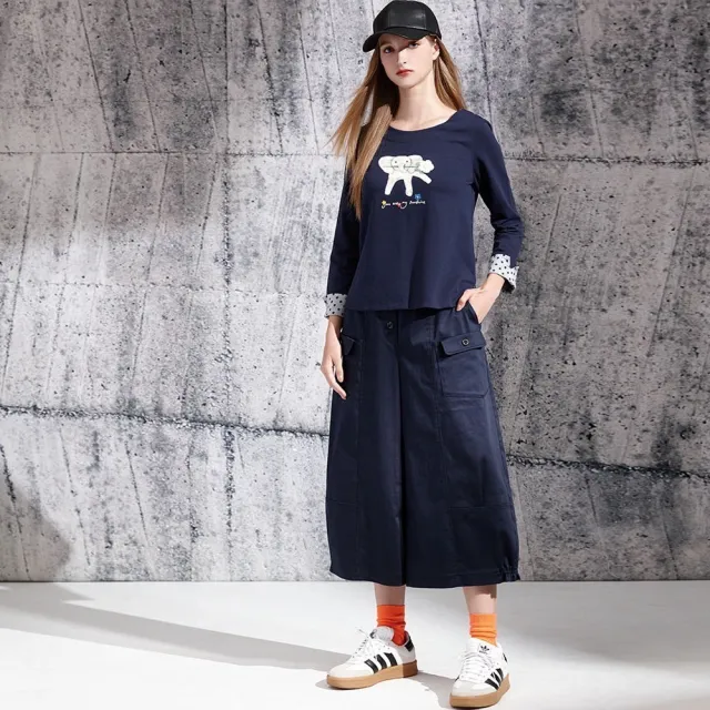 【JIN HWA 今譁】韓版可愛雙貼囗袋闊腿修身剪裁寬版七分褲V6381(韓版可愛雙貼囗袋闊腿修身剪裁寬版七分褲)