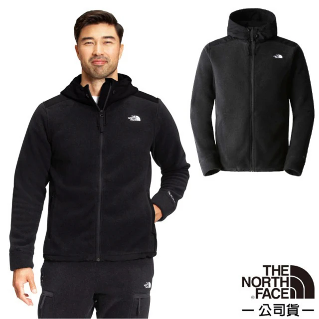 The North Face 男 Polartec 拼接舒適保暖連帽抓絨外套.運動休閒戶外夾克.大衣(89ZT-JK3 宇宙黑)