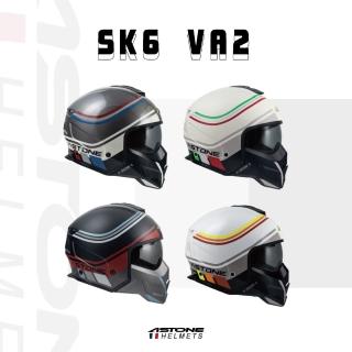 【ASTONE】官方直營-SK6-VA2彩繪 可拆式3/4罩全罩兩用安全帽(淺黑/法 平暖灰/義 平黑/紅 白/灰)