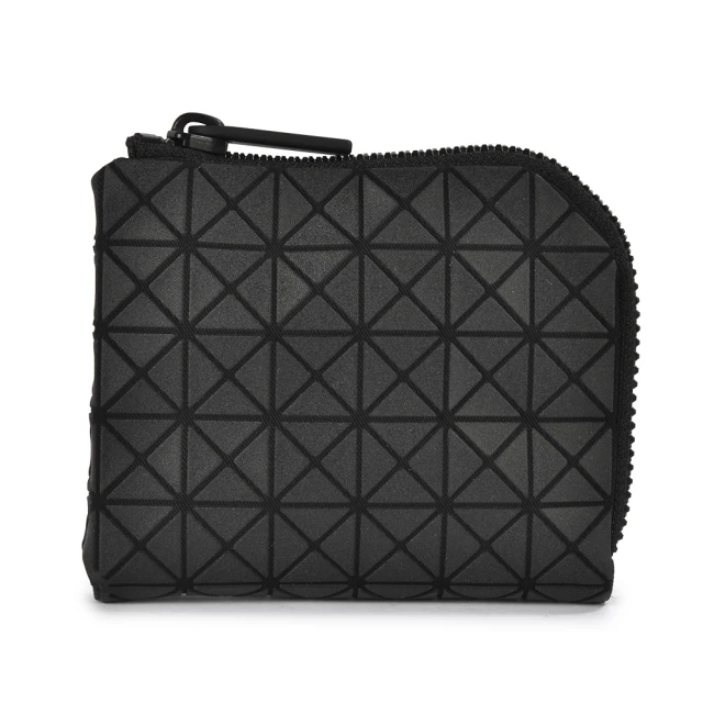 ISSEY MIYAKE 三宅一生 BAOBAO 霧面5x6幾何方格L型拉鍊零錢包(黑色)