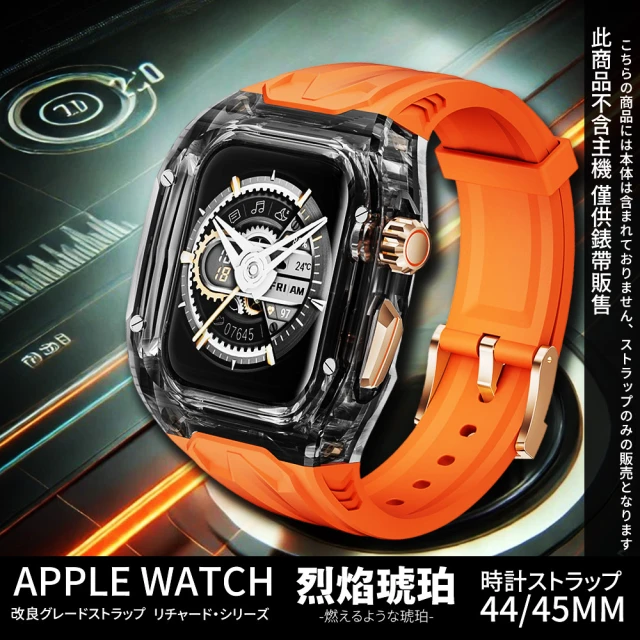 Parkour X 跑酷 日系風極匠機械之魂Apple Watch錶帶透明裝甲表殼表帶(適合44/45MM 蘋果錶帶 交換禮物)