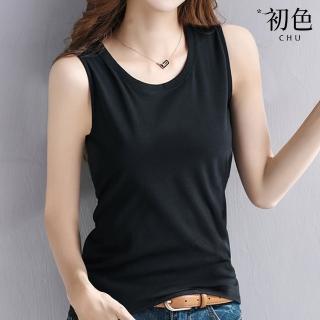 【初色】純色顯瘦圓領無袖內搭吊帶背心女上衣女背心-共3色-35649(M-2XL可選)